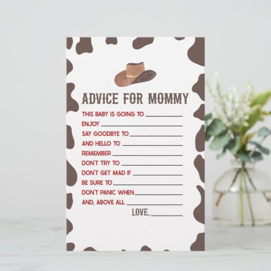 カウボーイロデオアドバイスベビーシャワーゲームアクティビティ 便箋 (スタンド正面)