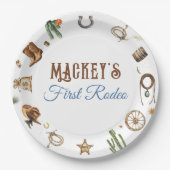 カウボーイロデオアドベンチャーワイルドウエストファースト誕生日 ペーパープレート (正面)
