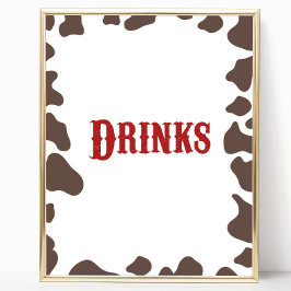 カウボーイロデオウェスタンドリンクテーブルパーティー標識 ポスター