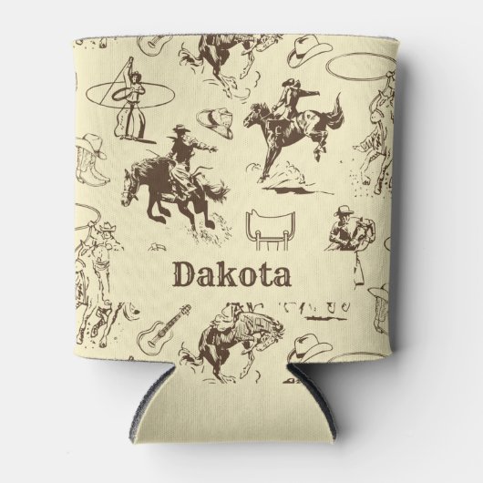 カウボーイロデオウェスタンパーソナライズされた 缶クーラー (正面)
