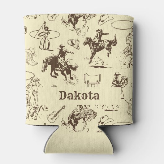 カウボーイロデオウェスタンパーソナライズされた 缶クーラー (裏面)