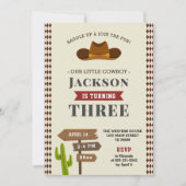 カウボーイロデオウエスタンサルーンキッドボーイバースデーパーティー 招待状 (正面)