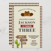 カウボーイロデオウエスタンサルーンキッドボーイバースデーパーティー 招待状 (正面/裏面)