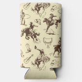 カウボーイロデオウエスタンベージュとブラウン スリム缶クーラー (裏面)