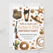 カウボーイロデオウエスト誕生日 招待状 (正面)