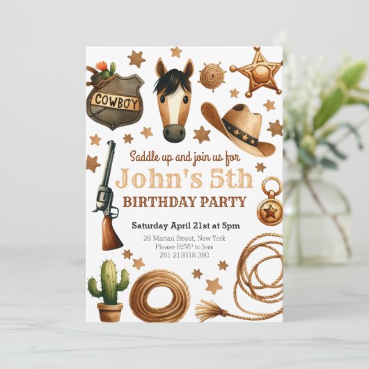カウボーイロデオウエスト誕生日 招待状 (スタンド正面)