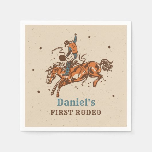 カウボーイロデオカウボーイ誕生日ペーパーナプキン スタンダードカクテルナプキン (正面)