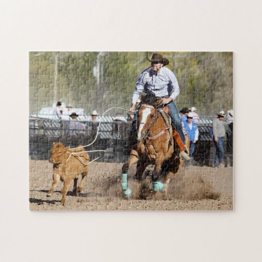 カウボーイロデオカーフローピンウェスタンスポーツ ジグソーパズル (横)