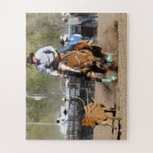 カウボーイロデオカーフローピンウェスタンスポーツ ジグソーパズル (縦)