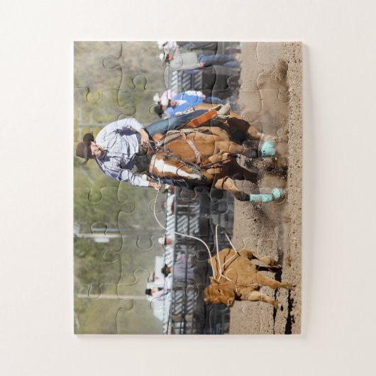 カウボーイロデオカーフローピンウェスタンスポーツ ジグソーパズル (縦)