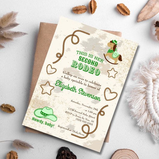 カウボーイロデオハウディユニセックスベイビーシャワー散水 招待状