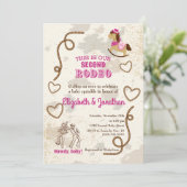 カウボーイロデオピンクハウディベビーシャワー散水 招待状 (スタンド正面)