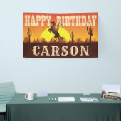 カウボーイロデオワイルドウェスト任意の年齢、ハッピーバースデー 横断幕 (トレードショー)