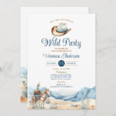 カウボーイロデオワイルドパーティーウエスタンランチ5th誕生日 招待状 (正面/裏面)