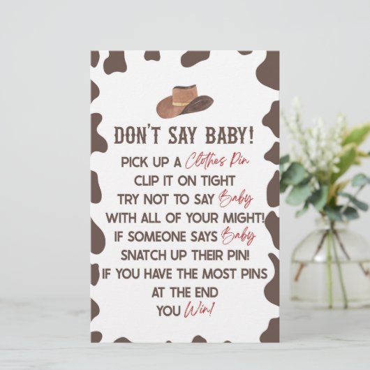 カウボーイロデオ西部は赤ちゃんシャワーのゲームを言わない 便箋 (スタンド正面)