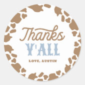 カウボーイロデオ誕生日パーティーありがとう ラウンドシール (正面)