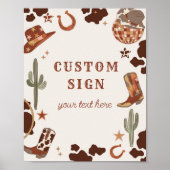 カウボーイロデオ誕生日ワイルド西カスタム徴候 ポスター (正面)