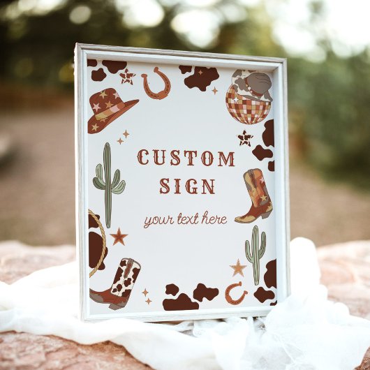 カウボーイロデオ誕生日ワイルド西カスタム徴候 ポスター