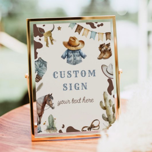 カウボーイロデオ誕生日ワイルド西カスタム徴候 ポスター