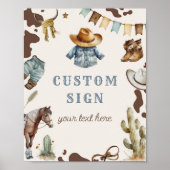 カウボーイロデオ誕生日ワイルド西カスタム徴候 ポスター (正面)