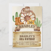 カウボーイロデオ馬西部の誕生日 招待状 (正面)