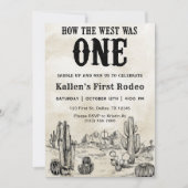 カウボーイロデオ1st誕生日どのように西は1つのinvだった 招待状 (正面)