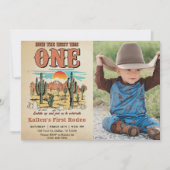 カウボーイロデオ1st誕生日どのように西は1つのinvだった 招待状 (正面)