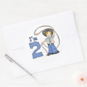 カウボーイロパー2歳の誕生日 ラウンドシール (封筒)