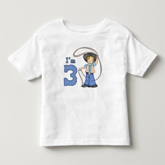 カウボーイロパー3歳の誕生日 トドラーTシャツ (正面)