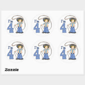 カウボーイロパー4歳の誕生日 ラウンドシール (シート)