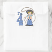 カウボーイロパー4歳の誕生日 ラウンドシール (バッグ)