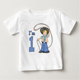 カウボーイローパー1歳の誕生日 ベビーTシャツ
