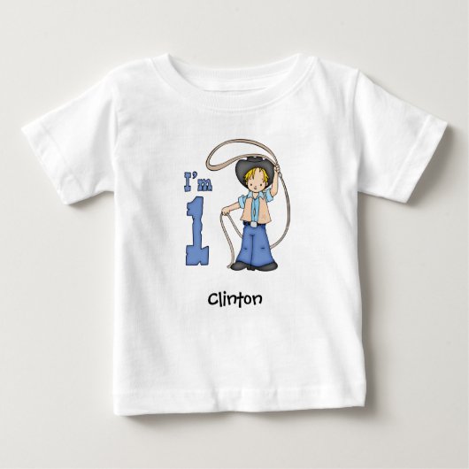 カウボーイローパー1st誕生日ベビーTシャツ ベビーTシャツ (正面)