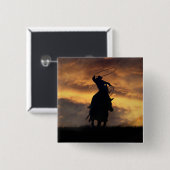 カウボーイローピングボしゃれているタン 缶バッジ (正面&裏面)