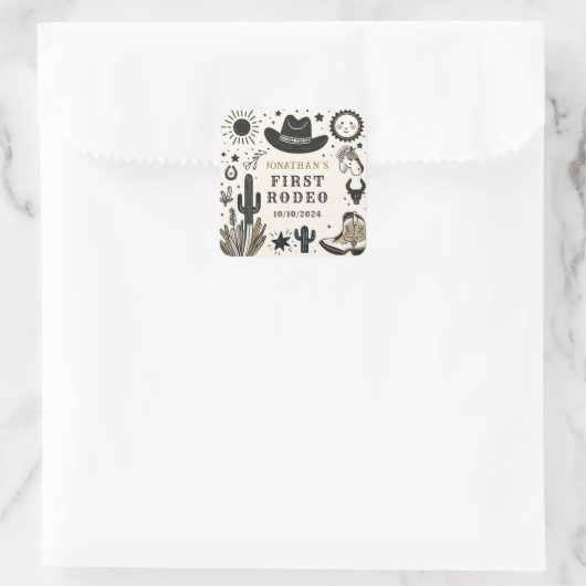 カウボーイワイルドウェスタンファースト誕生日ファースト スクエアシール (バッグ)