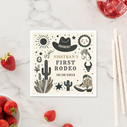 カウボーイワイルドウェスタンファースト誕生日ファースト スタンダードカクテルナプキン (インサイチュ)