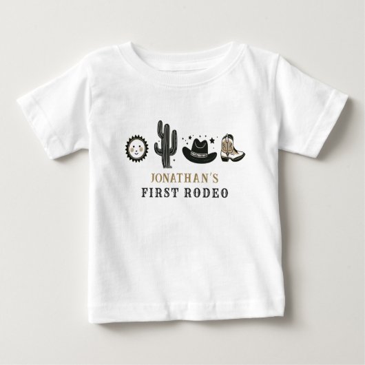 カウボーイワイルドウェスタンファースト誕生日ファースト ベビーTシャツ (正面)
