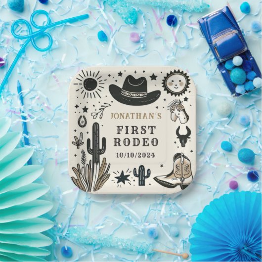 カウボーイワイルドウェスタンファースト誕生日ファースト ペーパープレート (パーティー)