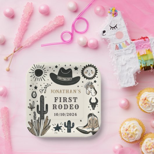 カウボーイワイルドウェスタンファースト誕生日ファースト ペーパープレート (パーティー)