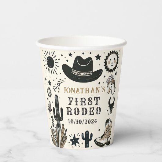 カウボーイワイルドウェスタンファースト誕生日ファースト 紙コップ (裏面)