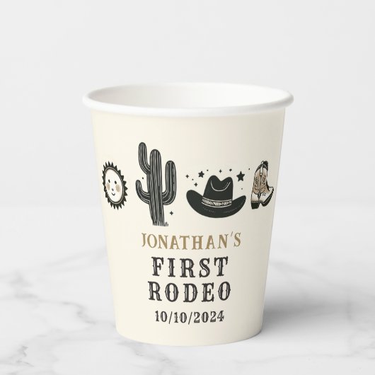 カウボーイワイルドウェスタンファースト誕生日ファースト 紙コップ (裏面)