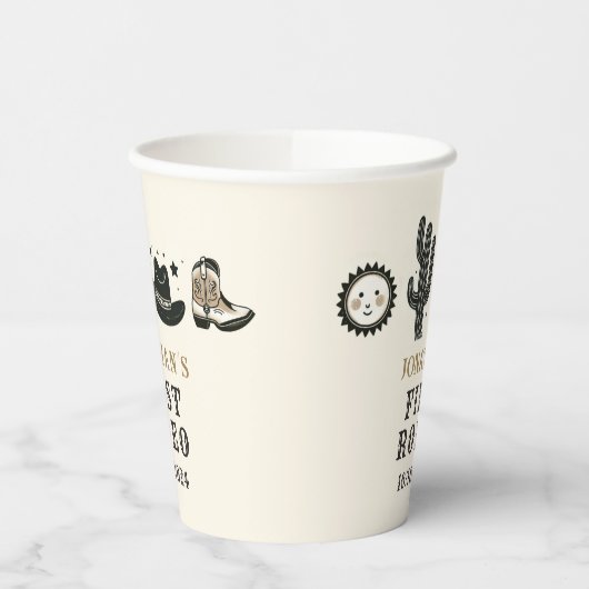カウボーイワイルドウェスタンファースト誕生日ファースト 紙コップ (左)