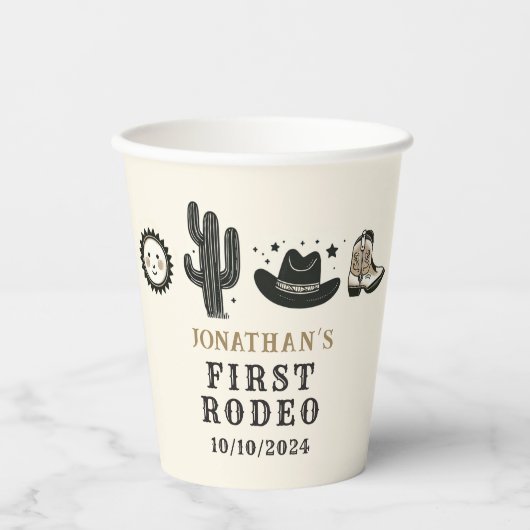 カウボーイワイルドウェスタンファースト誕生日ファースト 紙コップ (正面)