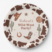カウボーイワイルドウェストの男の子の誕生日パーティー ペーパープレート (正面)