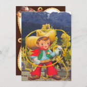 カウボーイワイルドウェスト追加ボーイズ詳細誕生日パーティー 招待状 (正面/裏面)