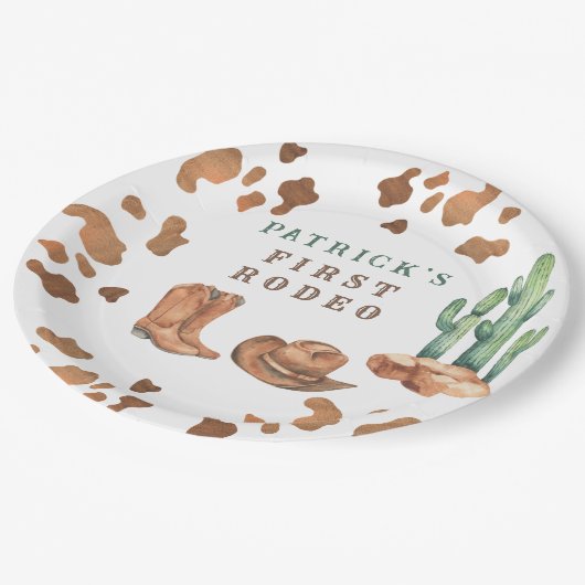 カウボーイワイルドウェスト1stロデオ誕生日パーティー ペーパープレート (アングル)