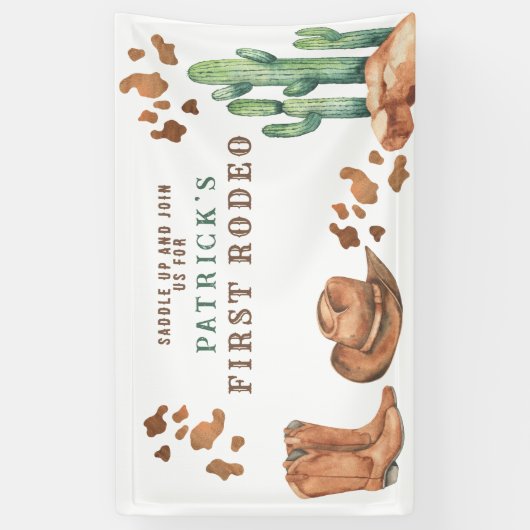 カウボーイワイルドウェスト1stロデオ誕生日パーティー 横断幕 (縦)