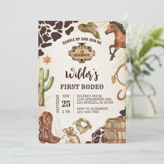 カウボーイワイルドウエストファースト誕生日 招待状 (スタンド正面)