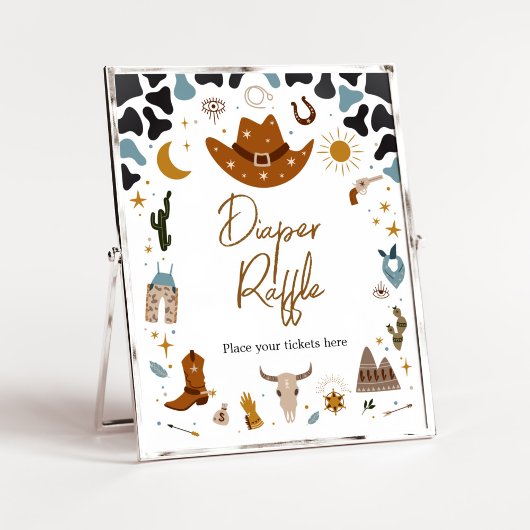 カウボーイワイルドウエストベビーシャワーおむつラッフル ポスター
