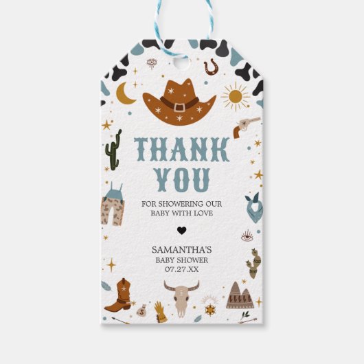 カウボーイワイルドウエストベビーシャワーメッセージカード ギフトタグ (正面)